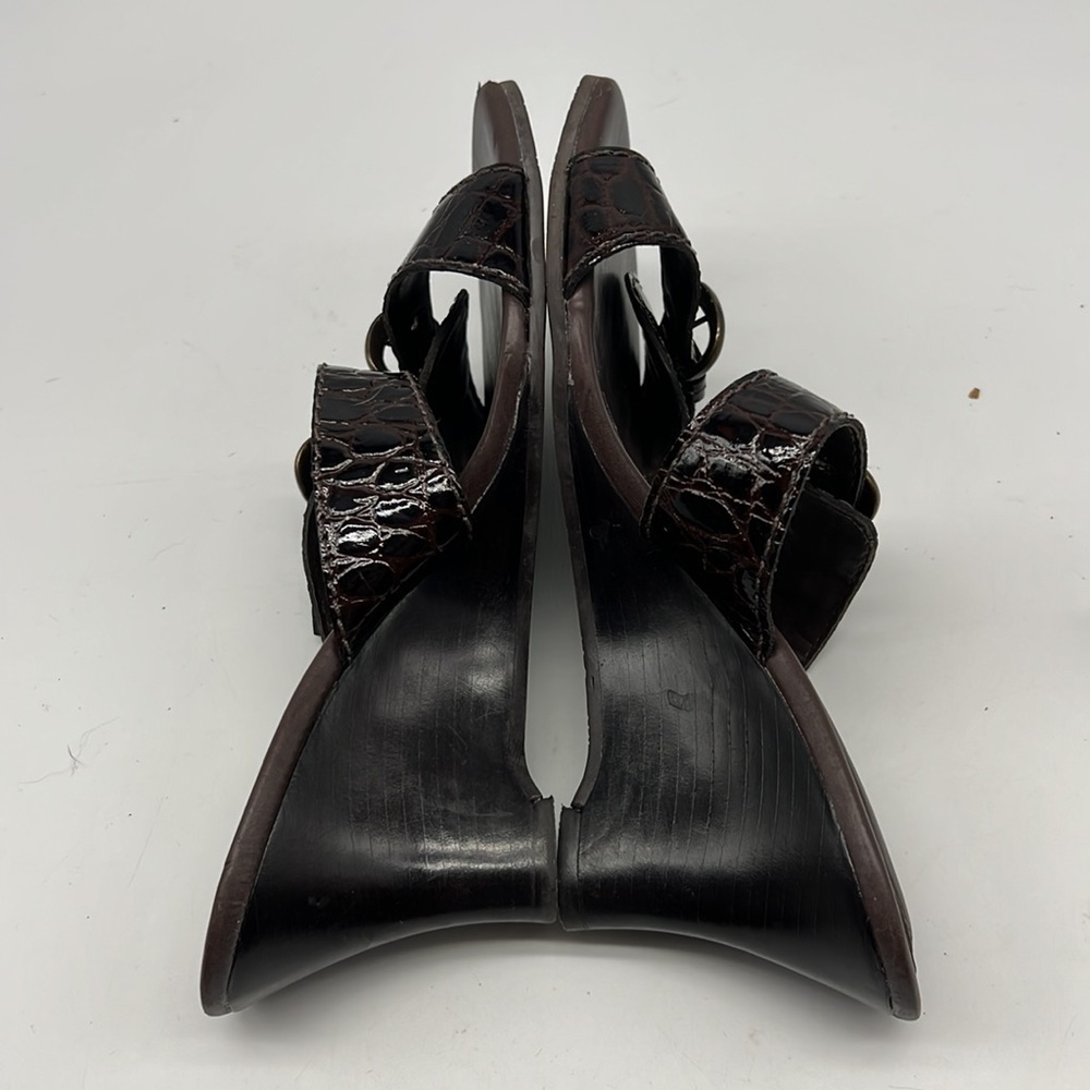 Diego Di Lucca Brown Double Strap Wedge Sandals with Buckles size 7.5 - Picture 6 of 10